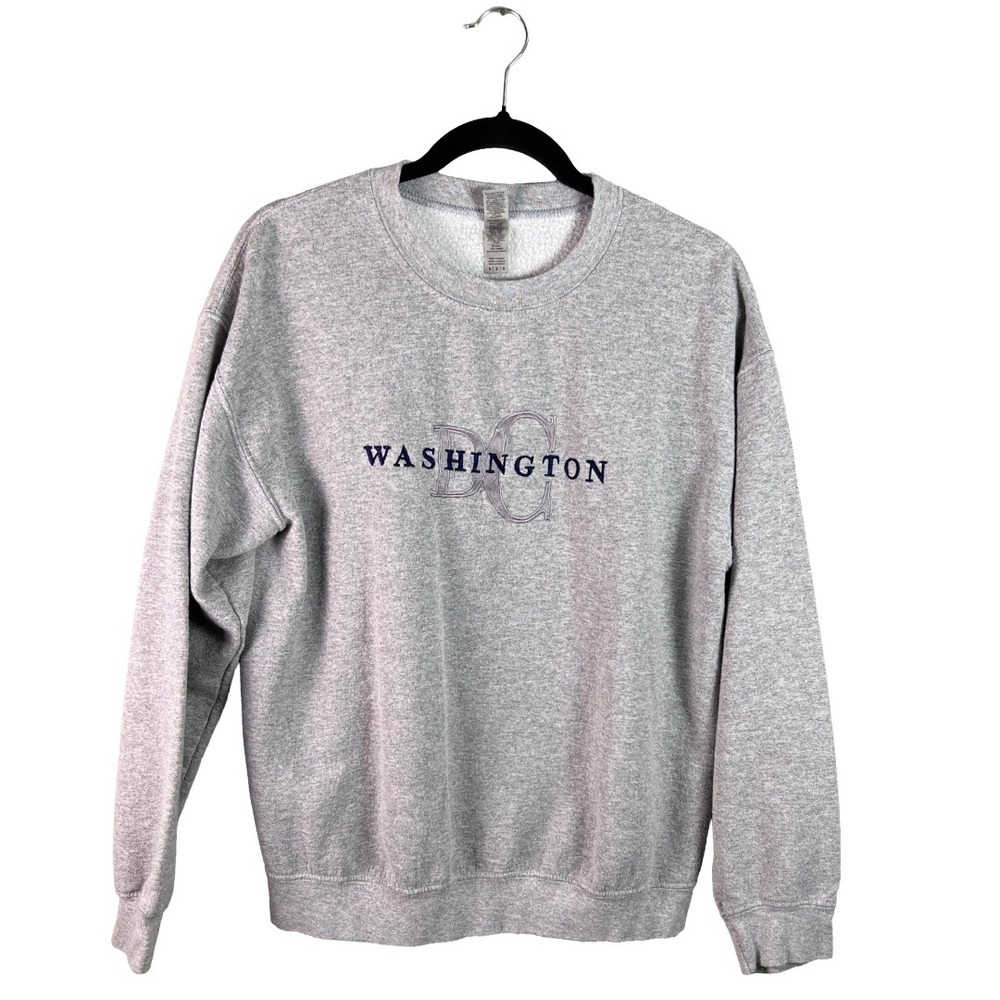 Gildan Washington DC Sweatshirt Unisex Medium Grey Crewneck Streetwear